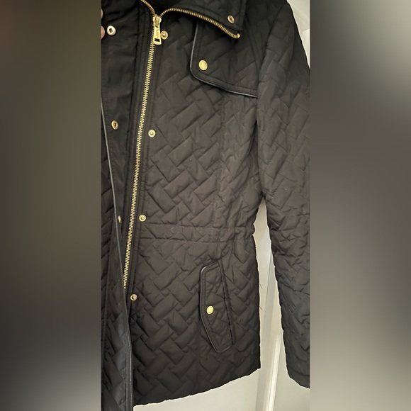 Cole Haan Women's Black Quilted Jacket Lightweight Cinch Cord At Waist Pockets S - Picture 4 of 10